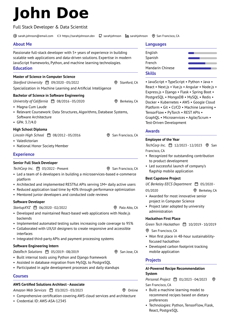 Generated Resume Template